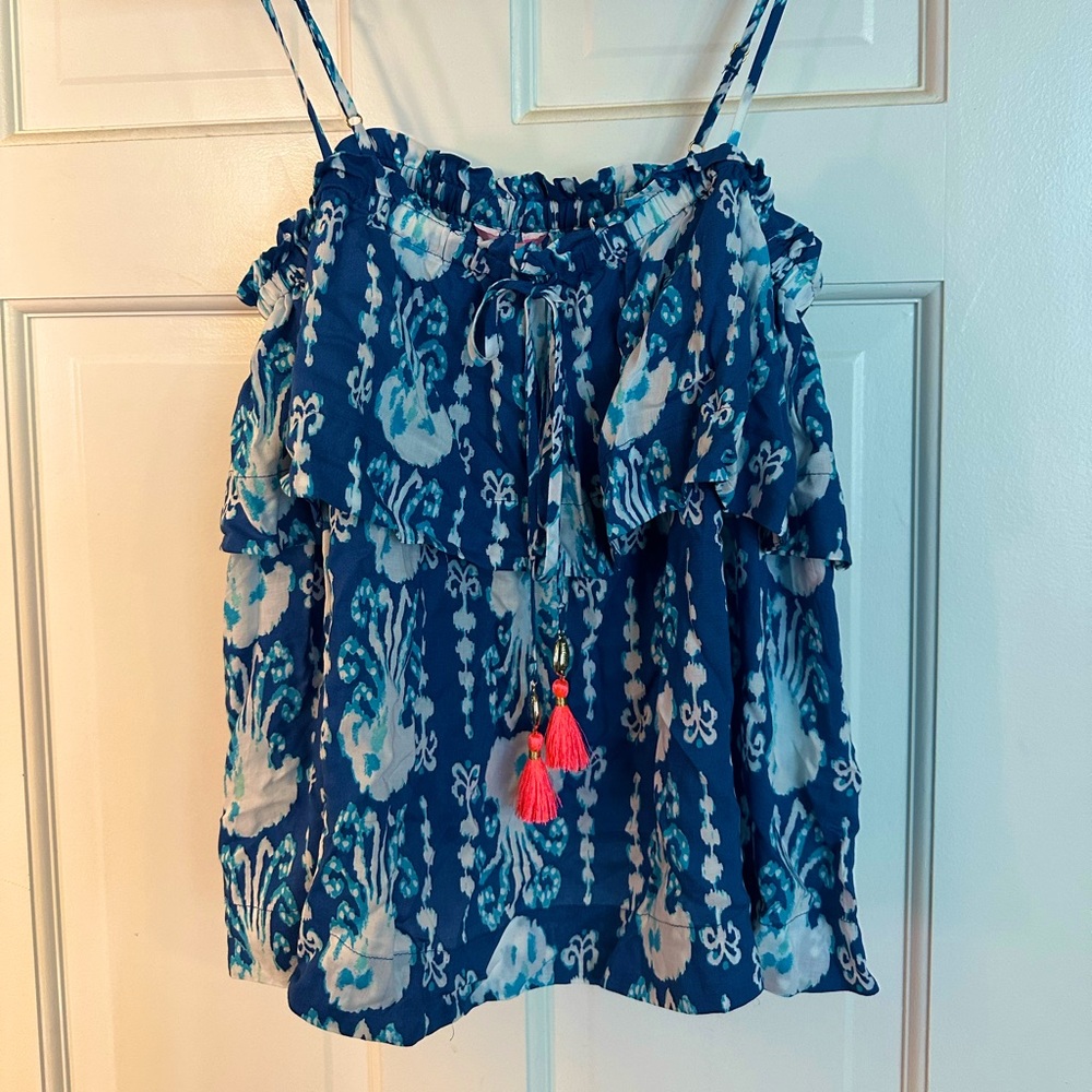 Lily Pulitzer indigo Get in line tank top. Large